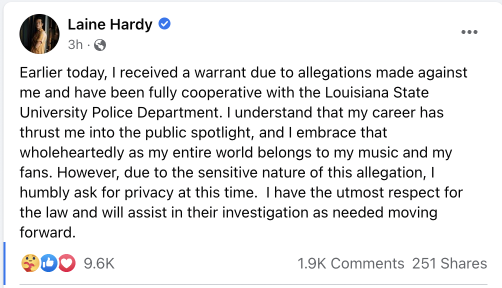Tangkapan layar postingan Hardy.