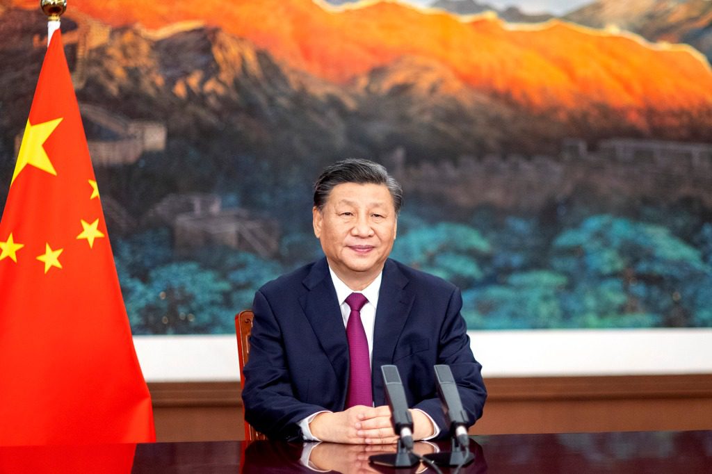Presiden China Xi Jinping menyampaikan pidato video pada sesi pembukaan pertemuan para menteri luar negeri BRICS.