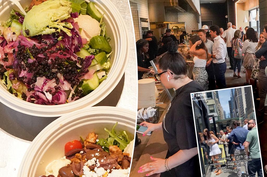 Pekerja New York City menunggu 90 menit dalam antrean untuk makan siang Cava modern